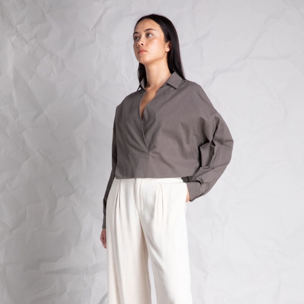 Cropped Grey Blouse